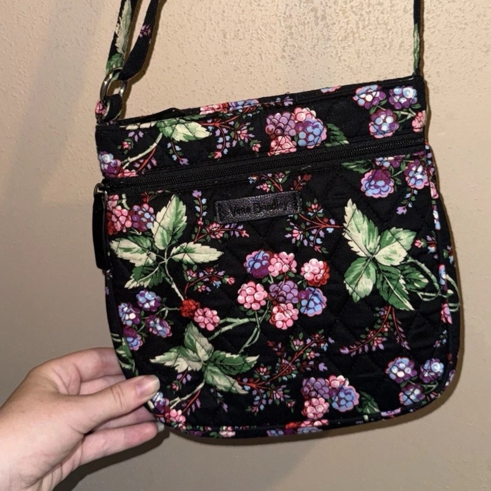 Vera Bradley Black and Purple Floral Crossbody Bag
